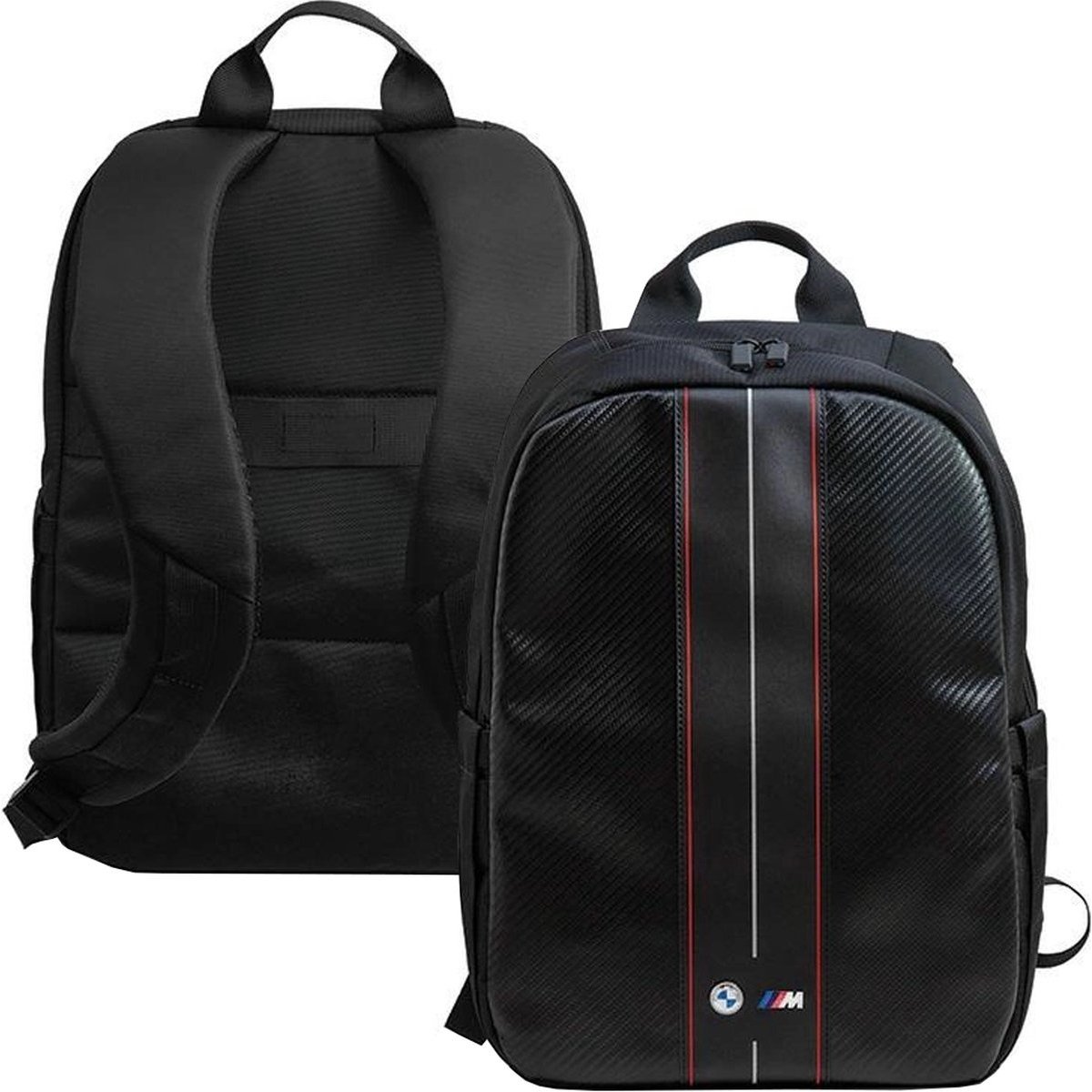 BMW M COMP BACKPACK RED PU CARBON STRIPES BLACK 15" - Image 1