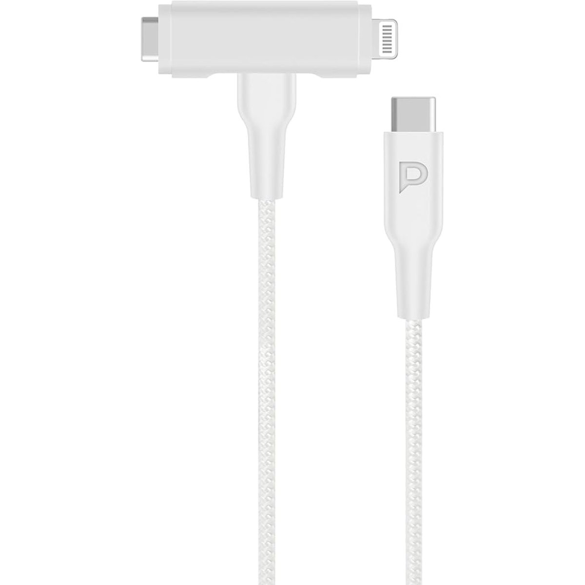 BRAIDED USB-C TO USB-C + LIGHTNING - WHITE PD60W - Image 1