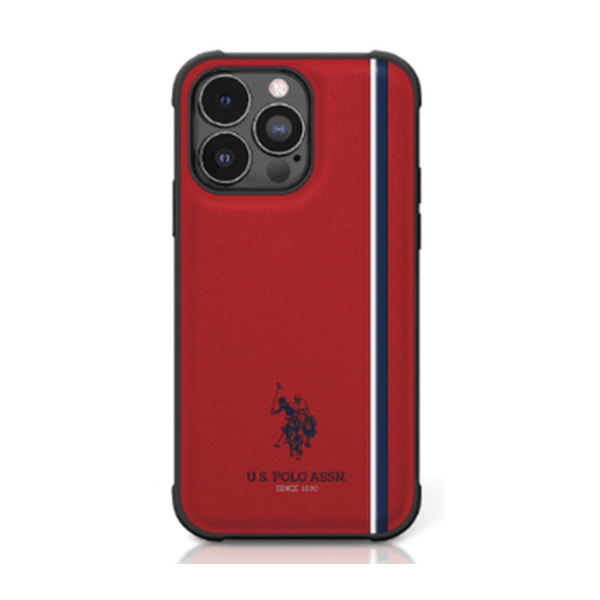 RED LEATHER VERTICLE TRICOLOR LINES - Image 1