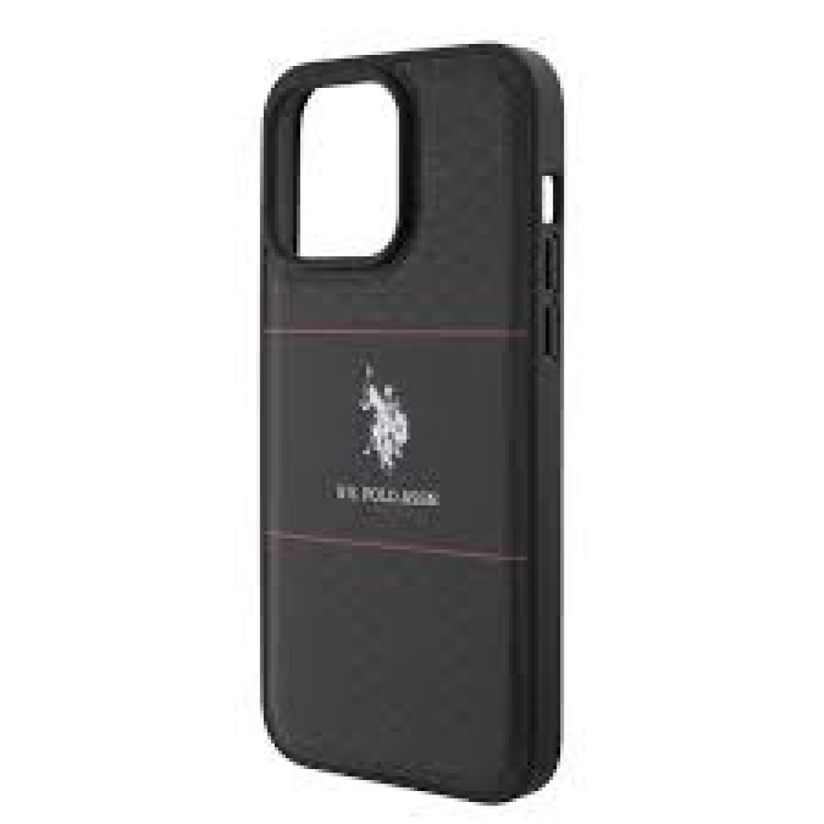 BLACK LEATHER MESH PATTERN RED STRIPES - Image 1