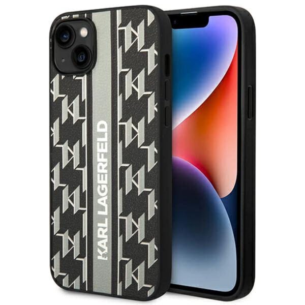 BLACK GRAINED LEATHER CASE KL PATTERN