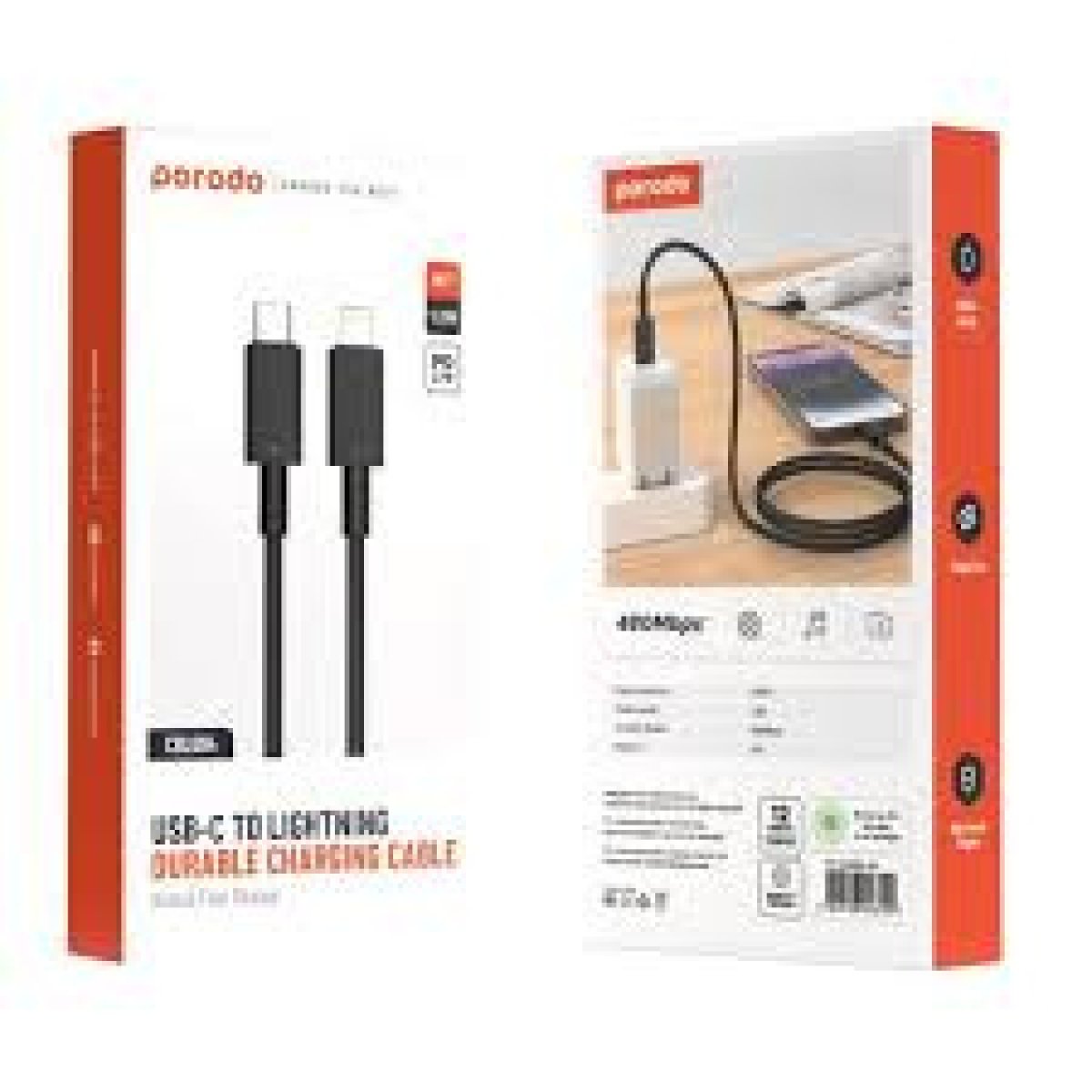 TYPE C TO LIGHTNING PVC CABLE 1.2M - WHITE - Image 1