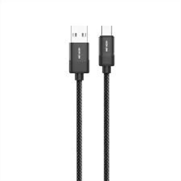 USB A TO USB C BRAIDED 15W 1M BLACK