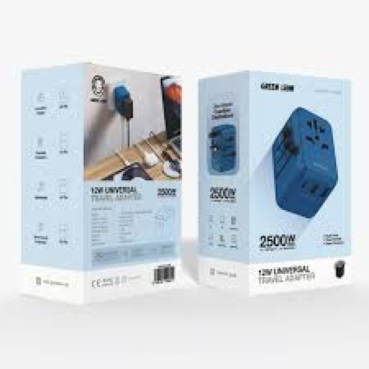 12W UNIVERSAL TRAVEL ADAPTER BLUE - Image 1