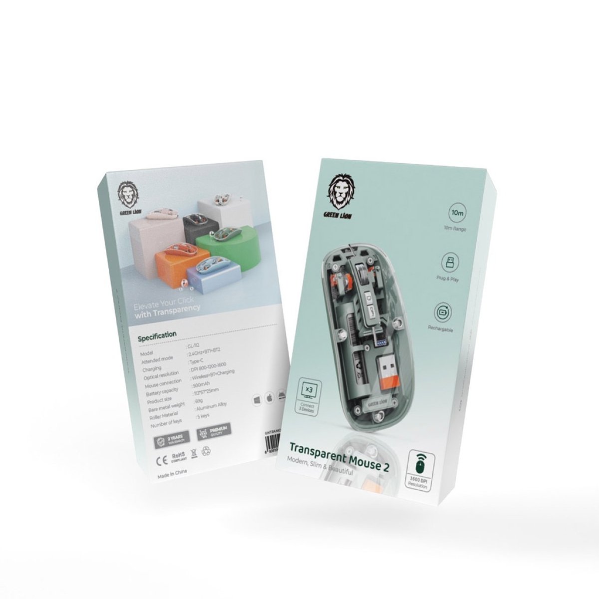 G/L TRANSPARENT MOUSE 2 1600DPI GRAY - Image 1