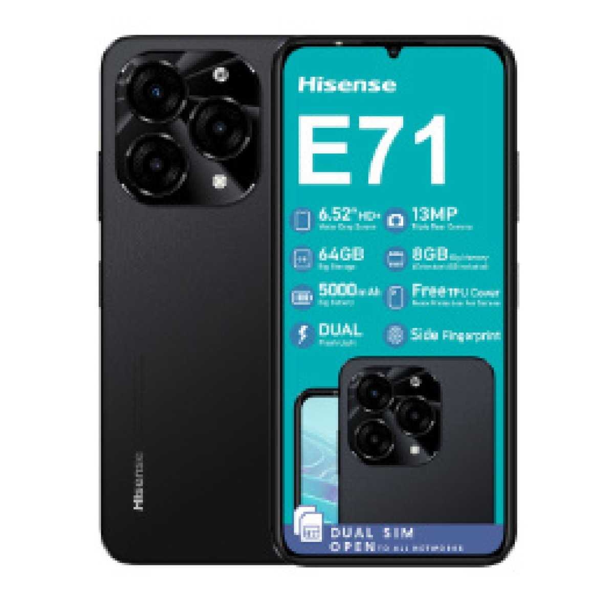 HISENSE E71 BLACK 8GB RAM 64GB ROM - Image 1