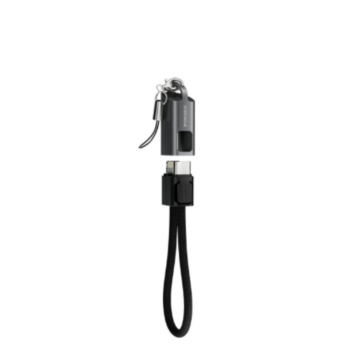 PORODO KEYCHAIN BRAIDED C TO LIGHTNING BLACK - Image 1