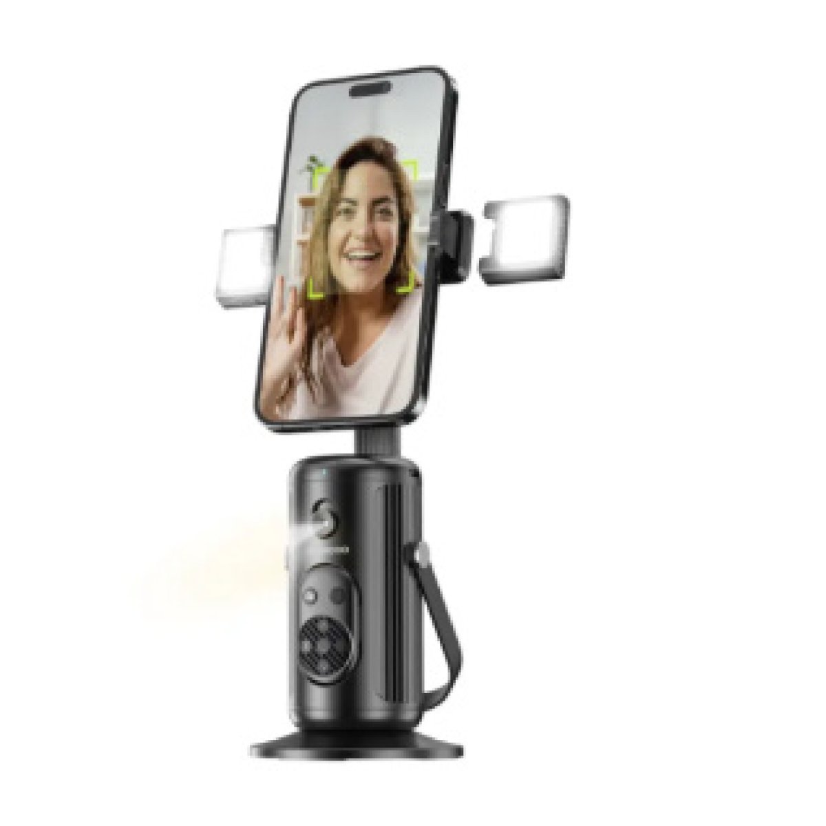 PORODO MULTIFUNCTIONAL FOLDABLE PHONE STAND WITH FACE TRACKING AND DUAL ADJUSTABLE FILL - Image 1