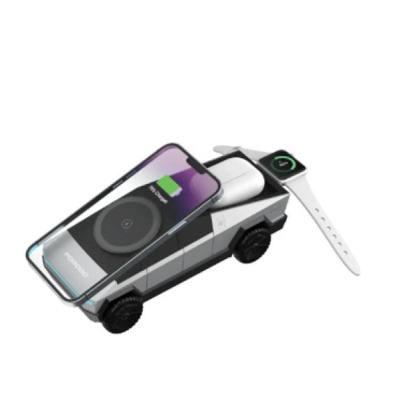 PORODO CYBER DOC WIRELESS CHARGER WITH ROTATING STAND - GREY