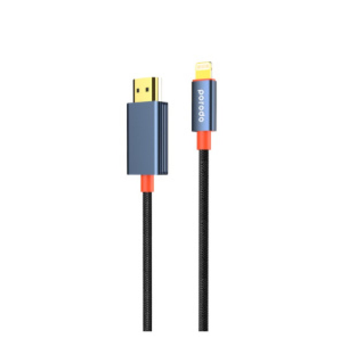 PORODO ALUMINIUM WOVEN CABLE LIGHTNING TO HDMI 2M BLACK - Image 1