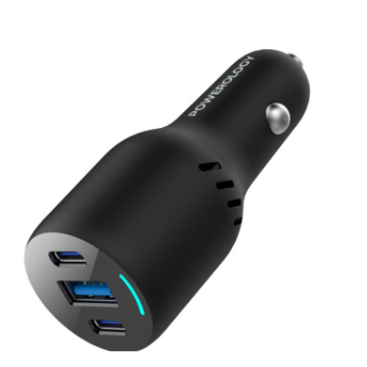 POWEROLOGY LED TRIPPLE PORT CAR CHARGER BLACK - Image 1