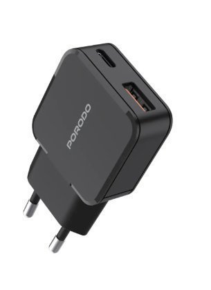0.1985980020175879307823362-1-1.jpg PORODO DUAL PORT MINI CHARGER BLACK - Image 1