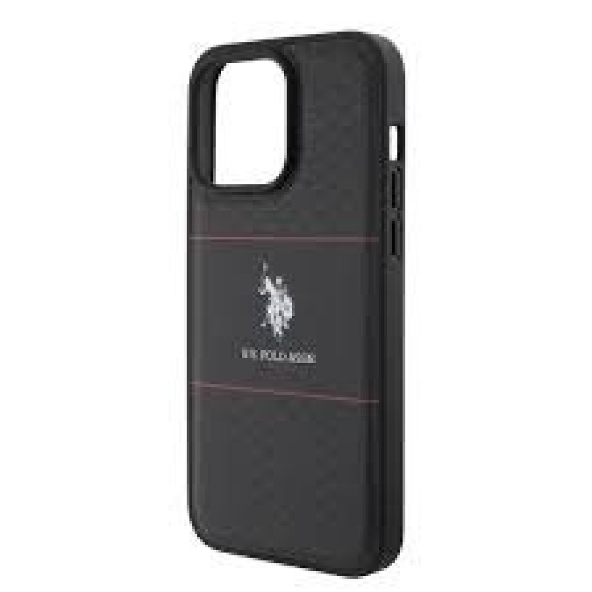 BLACK LEATHER MESH PATTERN RED STRIPES - Image 1