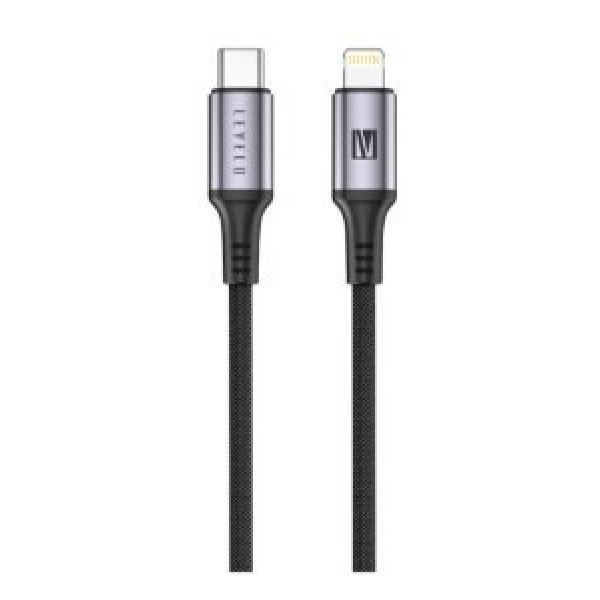 LEVELO OTTO USB C TO LIGHTNING LEATHER 30W 1.2M CABLE BLACK