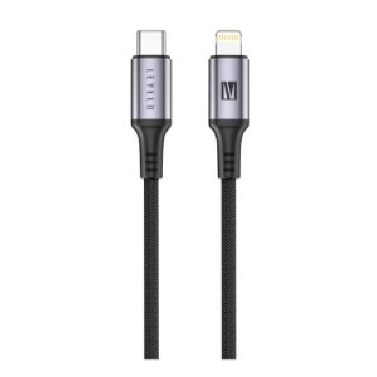 LEVELO OTTO USB C TO LIGHTNING LEATHER 30W 1.2M CABLE BLACK - Image 1