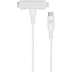 BRAIDED USB-C TO USB-C + LIGHTNING - WHITE PD60W