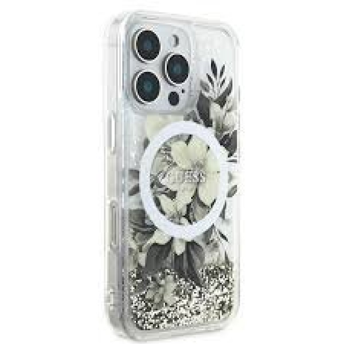 LIQUID GLITTER MAGSAFE CASE W FLOWER PINK - Image 1