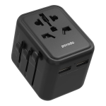 DUAL USB A UNIVERSAL TRAVEL ADAPTER 2.4A - BLACK